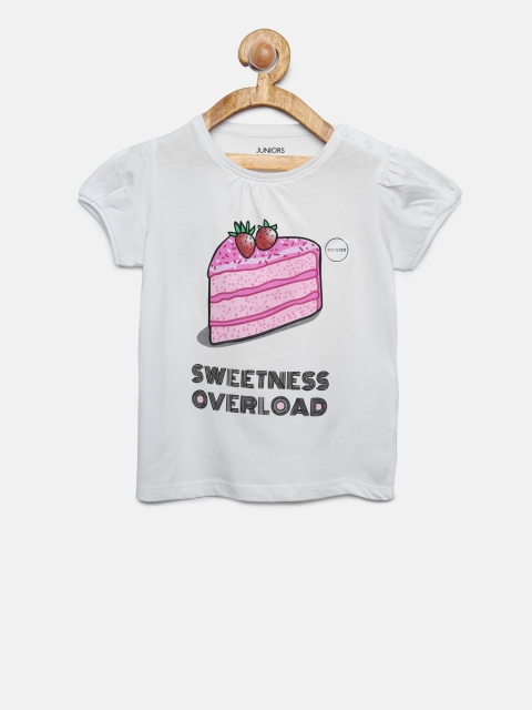 

Juniors by Lifestyle Girls Off-White Printed Round Neck T-shirt