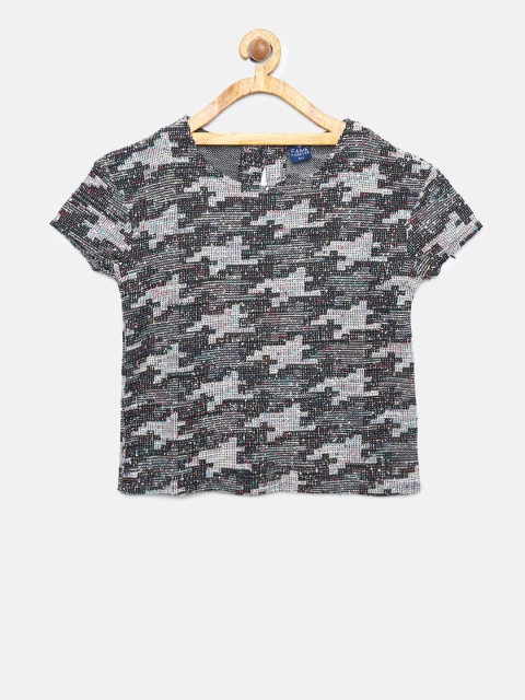 

Fame Forever by Lifestyle Girls Black & Grey Printed Top
