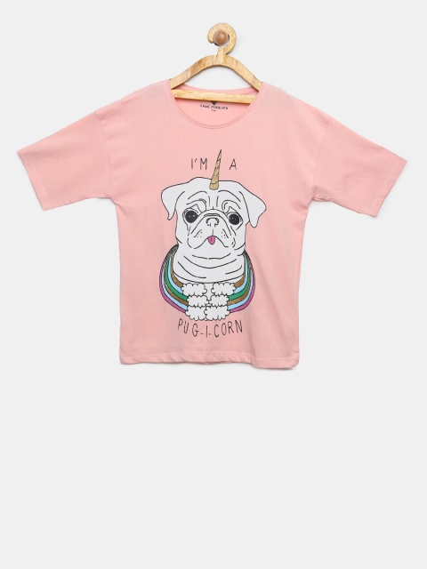 

Fame Forever by Lifestyle Girls Pink Printed Round Neck T-shirt