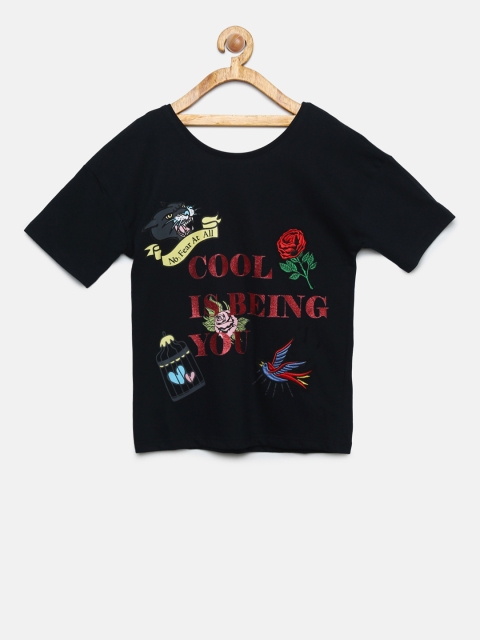 

Fame Forever by Lifestyle Girls Black Printed Styled Back Top