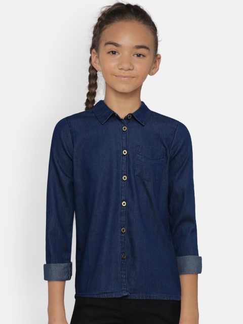 

Fame Forever by Lifestyle Girls Blue Regular Fit Solid Casual Shirt