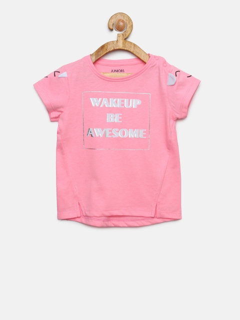 

Juniors by Lifestyle Girls Pink Printed Round Neck T-shirt