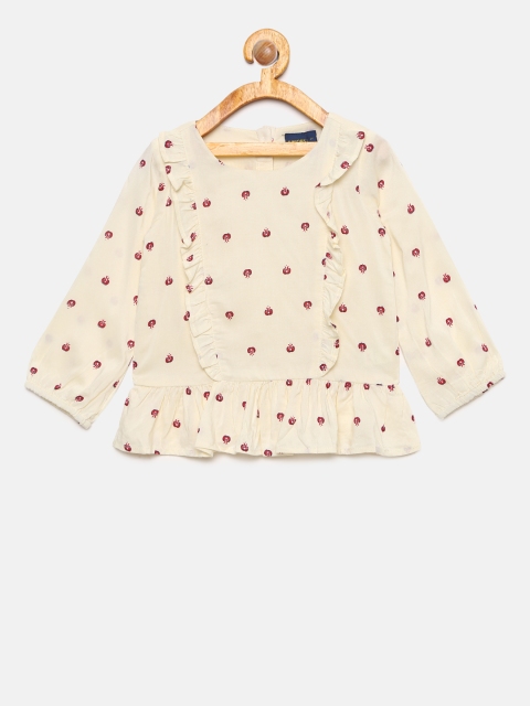 

Juniors by Lifestyle Girls Off-White Printed Top