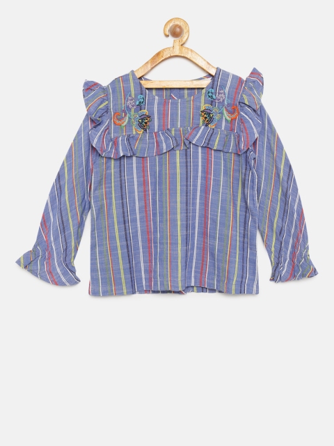 

Bossini Girls Blue Striped Top