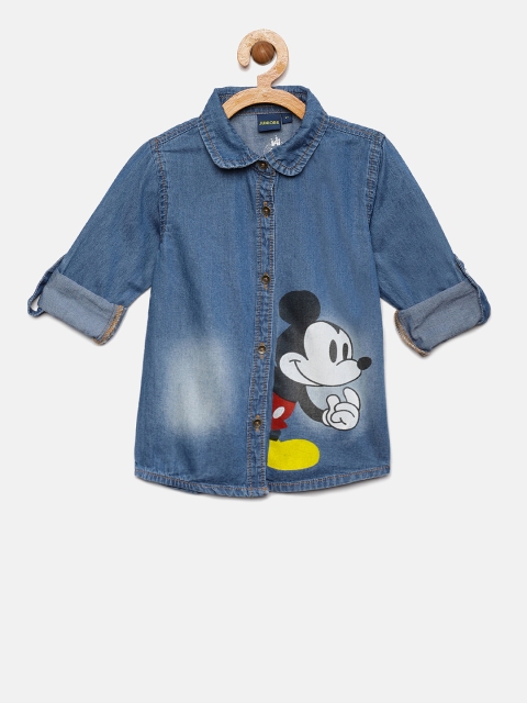 

Juniors by Lifestyle Girls Blue Regular Fit Printed Casual Denim Shirt