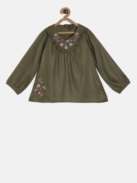 

Juniors by Lifestyle Girls Olive Green Solid Top