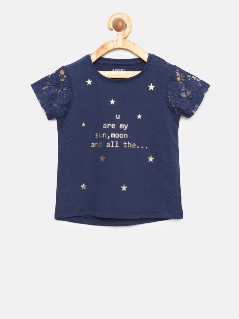 

Juniors by Lifestyle Girls Navy Blue Printed Top