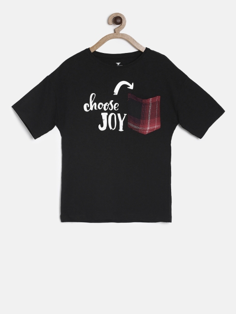 

Fame Forever by Lifestyle Girls Black Printed Round Neck T-shirt