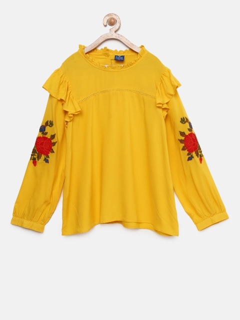 

Fame Forever by Lifestyle Girls Yellow Printed A-Line Top