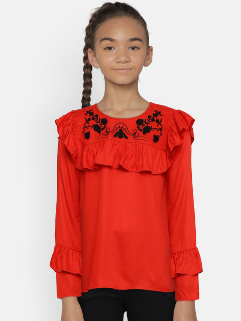 

Fame Forever by Lifestyle Girls Red Self Design Top