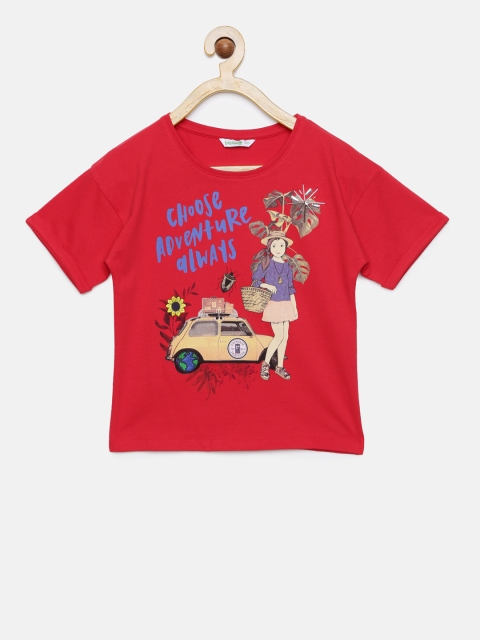 

Bossini Girls Red Printed Tshirt