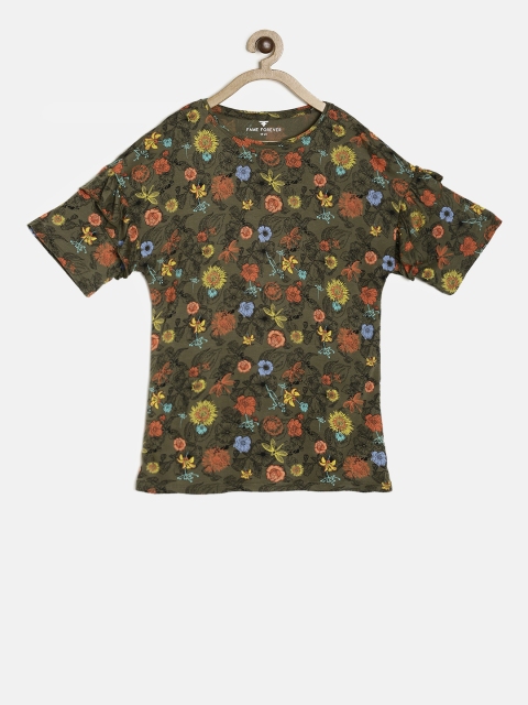 

Fame Forever by Lifestyle Girls Olive Green & Red Printed Top