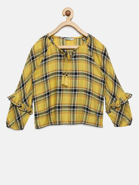

Bossini Girls Yellow Checked Top