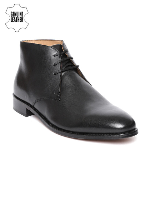 

Louis Philippe Men Black Genuine Leather Mid-Top Formal Derbys