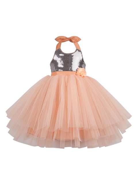 

Toy Balloon kids Girls Orange Embellished Fit and Flare Dress