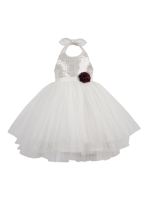 

Toy Balloon kids Girls White Embellished Fit and Flare Dress