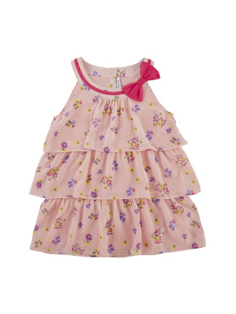 

POPPERS by Pantaloons Girls Peach-Coloured Printed Tiered Top