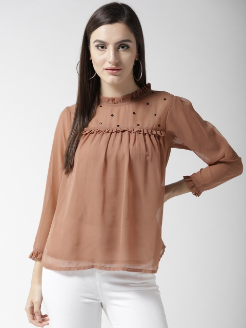 

QUIERO Women Brown Solid A-line Top