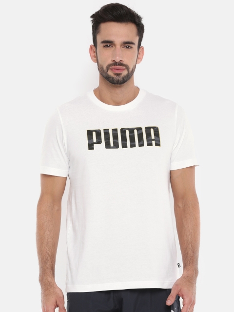 

Puma Men White Printed Camo Logo Pure Cotton T-shirt