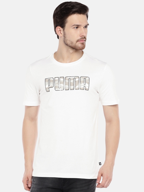 

Puma Men White Printed Camo Logo Pure Cotton T-shirt