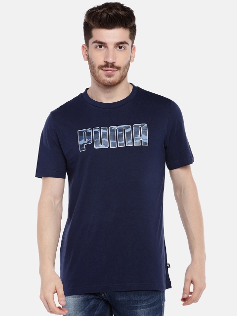 

Puma Men Navy Blue Printed Camo Logo T-shirt