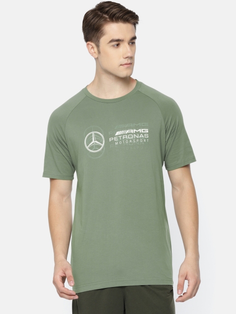 

Puma Men Olive Green MAPM Logo Laurel Wreath DRY-CELL Printed T-shirt