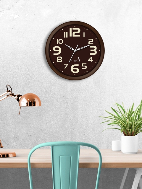 

Story@home Brown Round Solid Analogue Wall Clock 25 cm