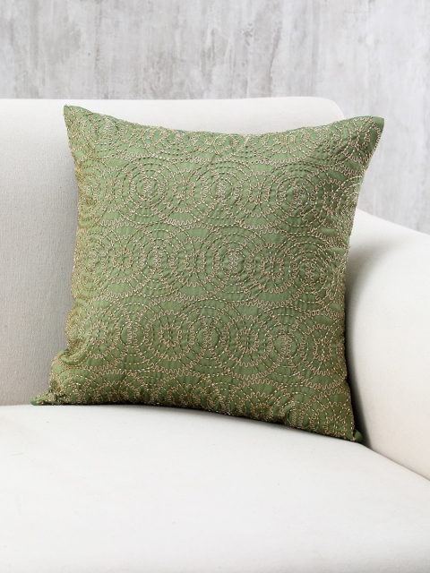 

Pure Home and Living Olive Green Single Geometric Square Cushion Cover