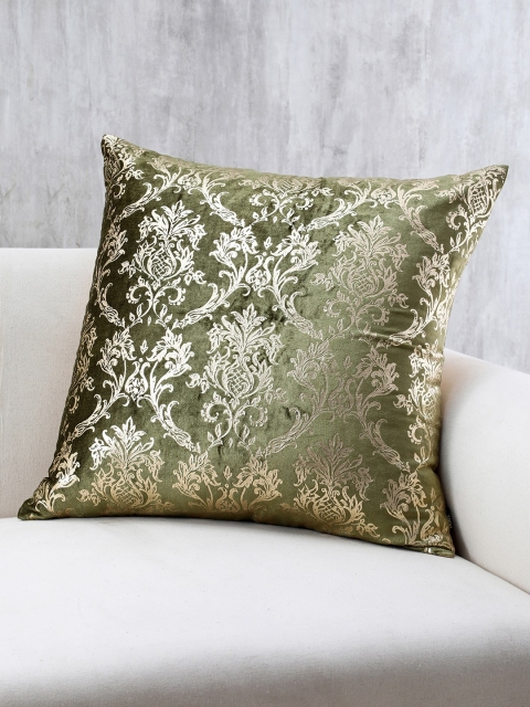 

Pure Home and Living Olive Green Ethnic Motifs Square Cushion Cover