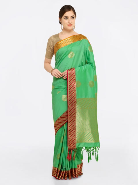 

Varkala Silk Sarees Green & Red Silk Blend Woven Design Kanjeevaram Saree