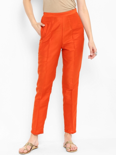 

Abhishti Women Orange Regular Fit Solid Regular Trousers