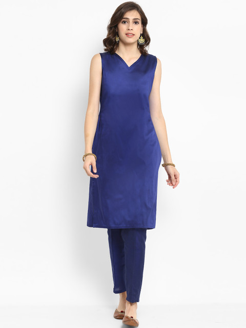 

Abhishti Women Blue Solid Straight Kurta