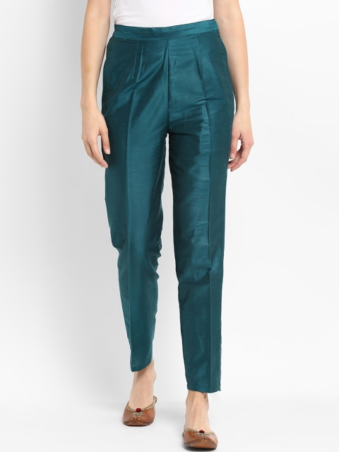 

Abhishti Women Teal Regular Fit Solid Regular Trousers