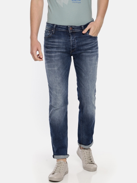 

Jack & Jones Men Blue Clark Regular Fit Mid-Rise Clean Look Stretchable Jeans