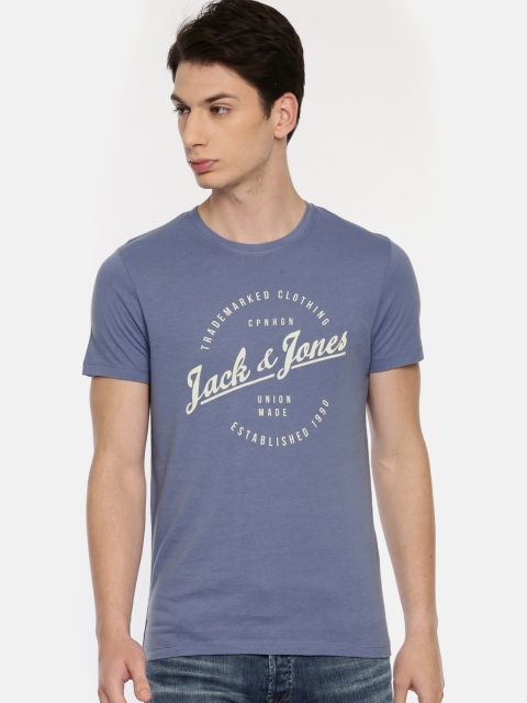 

Jack & Jones Men Blue Slim Fit Printed Round Neck T-shirt