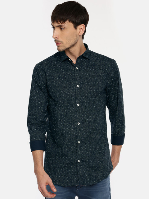 

Jack & Jones Men Navy Blue Slim Fit Printed Casual Shirt