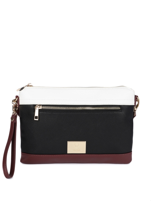 

Allen Solly Black & Burgundy Colourblocked Sling Bag