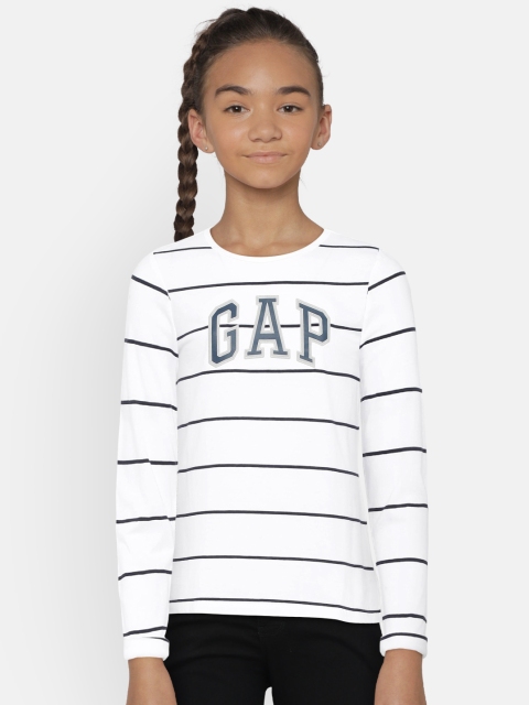 

GAP Girls' Sequin Logo Striped Tee, White