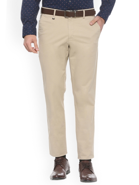 

Van Heusen Men Beige Slim Fit Self Design Formal Trousers