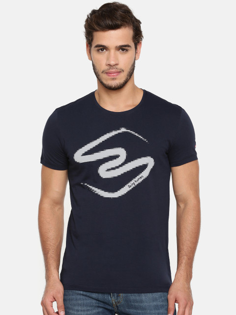 

Being Human Men Navy Printed Round Neck T-shirt, Navy blue
