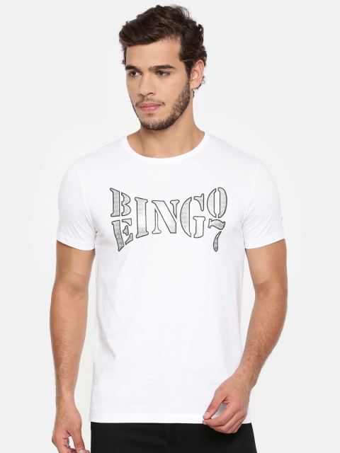 

Being Human Men White Printed Round Neck Pure Cotton T-shirt