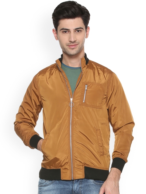 

People Men Tan Brown Solid Bomber