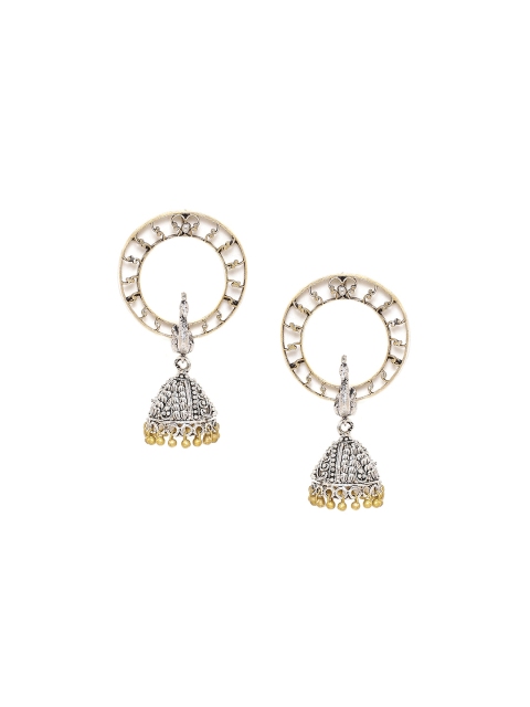 

Voylla Silver-Toned Dome Shaped Jhumkas