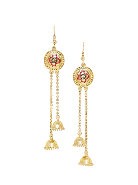 

Voylla Gold-Toned Dome Shaped Drop Earrings