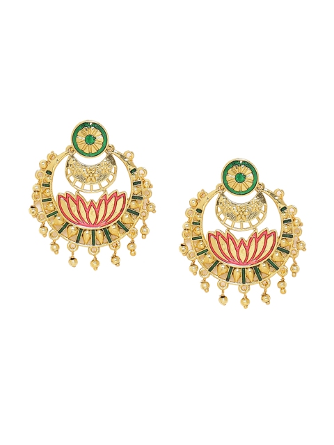 

Voylla Gold-Toned Crescent Shaped Drop Earrings