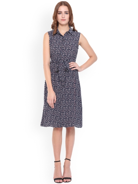

Purple State Women Blue Printed Shirt Dress