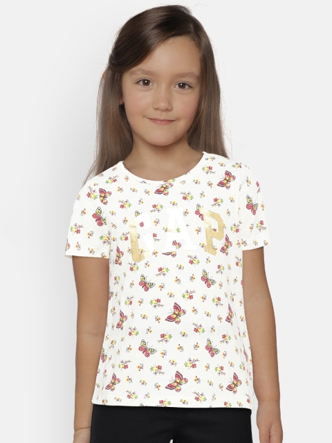 

GAP Girls' White Floral Print T-shirt
