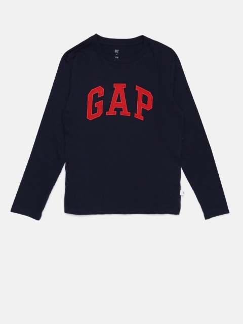 

GAP Boys' Logo Navy Long Sleeve T-Shirt, Navy blue