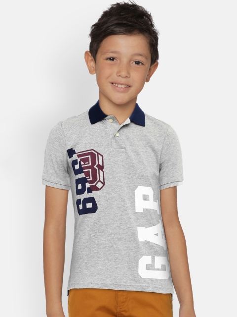 

GAP Boys' Grey Short Sleeve Logo Polo Shirt, Grey melange