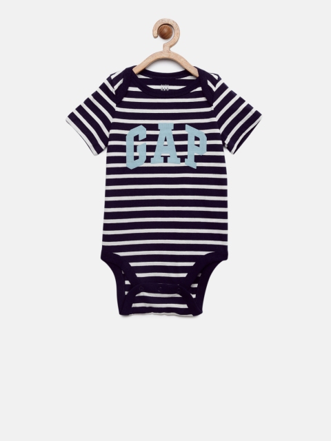 

GAP Boys' Navy Blue and White Logo Short Sleeve Bodysuit